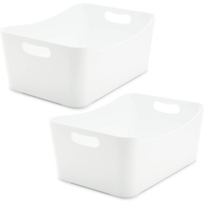 Juvale 2 Pack Plastic Storage Container Bins, White (13 x 9.5 x 5.5 Inches)
