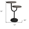 HomeRoots 19" Natural and Black Solid Wood and Iron Round Double Tray Top End Table - 3 of 4