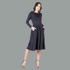 24seven Comfort Apparel Womens Long Sleeve Midi Length Fit N Flare Pocket Dress - 3 of 4