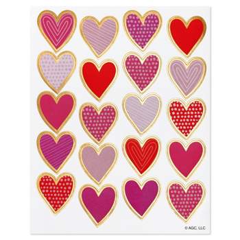 Valentine Heart Sticker - Assorted Patterns foil Stickers in  Red, Pink, Stars, Flowers, Stripes and Dots - Permanent Adhesive - 400 Pack  - by Royal Green