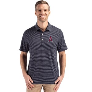 Los Angeles Angels Cutter & Buck Forge Epic Confidence Fine Line Stripe Stretch Recycled Mens Polo - 1 of 1