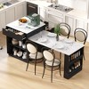 Okak Fluted Kitchen Island with Extendable Table, Countertop Organizer with Power Outlet and Double-Side Storage, Kitchen Cart for Dining Room - 2 of 4