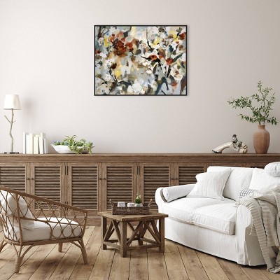 Oversized Abstract Floral Canvas Print with Float Frame