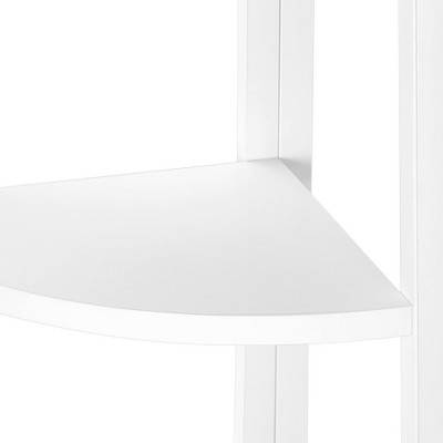 White Metal and Laminate 4-Tier Corner Etagere Bookcase