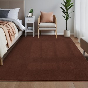 Area Rug, Washable Rug - Premium Wool Plush Shaggy Carpet for Living Room, Super Soft Bedroom Rug, Modern Solid Fuzzy Shag - 1 of 4