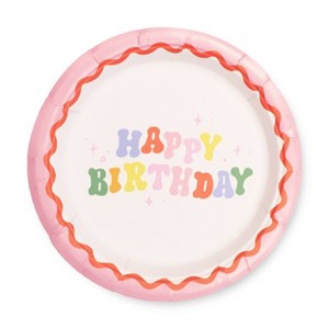 20ct 6.3" 'Happy Birthday' Wavy Snack Plates - 1 of 3
