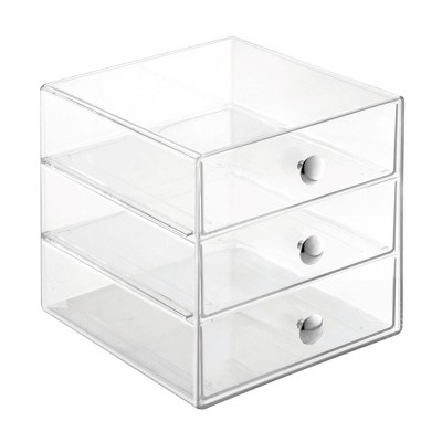 Idesign Plastic Slim 3-drawer Desk Organization Set Clear : Target