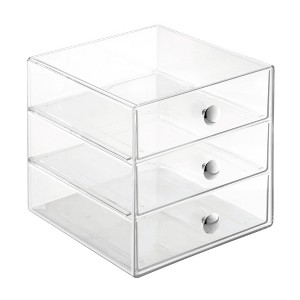 iDESIGN Original Three Drawer Set Clear: Plastic Organizer Storage Drawers, No Assembly, All Ages, 10.4" W x 10.2" D x 7.25" H - 1 of 4