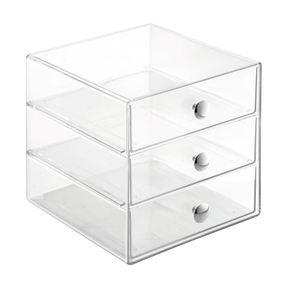 iDESIGN Original Three Drawer Set Clear: Plastic Organizer Storage Drawers, No Assembly, All Ages, 10.4" W x 10.2" D x 7.25" H