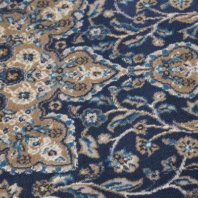 Navy Blue and Ivory Traditional Medallion Area Rug 9'2" x 12'5"