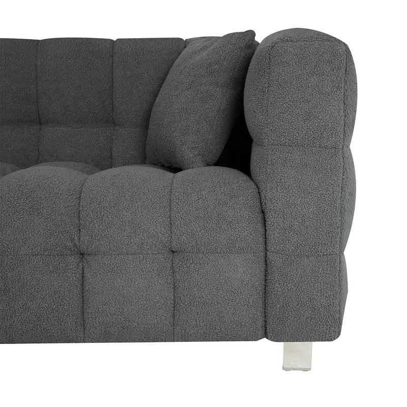 Sofa Couch, Living Room Couch With 2 Pillows, Metal Legs, Wide Arm And Backrest Modern Upholstered Comfy Couch Sofas, 5 of 6