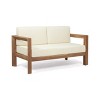 CAVINAS Outdoor Loveseat with Coffee Table, Acacia Wood Patio Furniture Set, Modern Apartment Patio Furniture for Backyard, Beige+Brown - 4 of 4