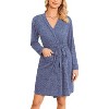 Ekouaer Women Robe Ribbed Knit Soft Bathrobe Knee Length Robes Stretchy Short Sleepwear with Pockets - 3 of 4