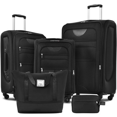 5 Pcs Expandable Luggage Set Softside Lightweight Spinner Suitcase With Duffel Bag Tolietry Bag And Tsa Lock Black Modernluxe Target