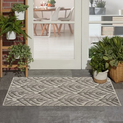 Charcoal Tropical Palm Flatwoven Synthetic Rug 32"x4"