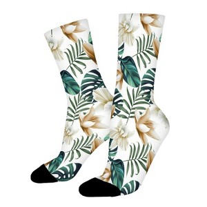 Bright Floral Flowers Women Printed Crew Socks Funny Funky Socks Soft Polyester Novelty Gifts for Artists Men - 1 of 4