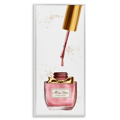 Stupell Industries Makeup Nail Polish Brush Gold & Pink, 13" x 30"