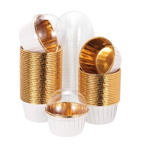 Unique Bargains Round Greaseproof Single-sided Aluminum Foil Cupcake Liners for Party 50 Pcs - 1 of 4
