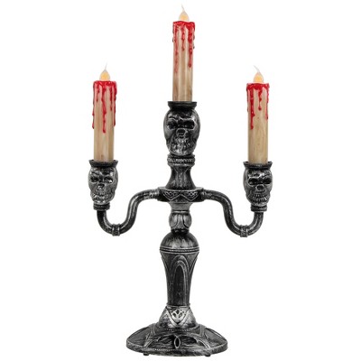 Northlight Antique Skull Trio Dripping Blood Halloween Candelabra - 13.75" -