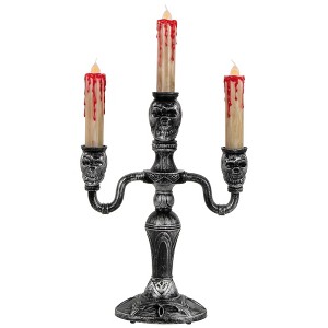 Northlight Antique Skull Trio Dripping Blood Halloween Candelabra - 13.75" - - 1 of 4