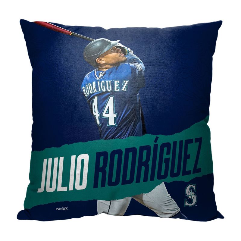 18&#34;x18&#34; MLB Seattle Mariners 23 Julio Rodriguez Player Printed Throw Decorative Pillow, 1 of 6