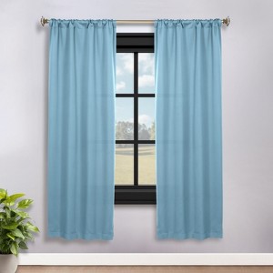 Classic Modern Solid Room Darkening Semi-Blackout Curtains, Rod Pocket, Set of 2 by Blue Nile Mills - 1 of 4