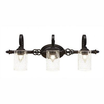 Toltec Lighting Elegante 3 - Light Vanity in  Dark Granite with 4" Clear Bubble Shade