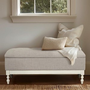 Nicbex 49" Storage Bench Modern Bright White Dye Bench for Entryway Bedroom - 1 of 4