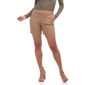 Rekucci Women's Comfort Fit Woven Riviera Shorts with Zipper Pockets - 1 of 4