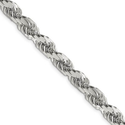 Black Bow Jewelry Men's 8mm Sterling Silver D/C 8 Sided Solid Rope Chain Necklace