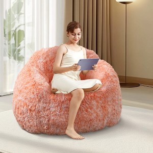 Faux Fur Bean Bag Chair with Armrest, Plush High-Density Foam Lazy Sofa for Kids & Adults, Perfect for Gaming, Reading & Living Room - 1 of 4