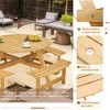 8-Person Outdoor Patio Pine Wood Round Picnic Dining Set with 4 Built-in Benches and Umbrella Hole - 4 of 4