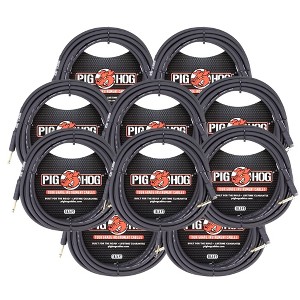 Pig Hog Tour Grade 18.5ft 1/4" - 1/4" 8mm Instrument Cable Straight to Right Angle Connectors - 10 Pack - 1 of 2