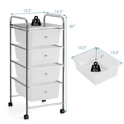 Tangkula 4 Drawer Cart Storage Container Bins with wheels for Home&School&Office