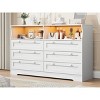 Modern 6 Drawers Dressers and Tv Stand for Bedroom ,Wide Wooden Bedroom Dressers with Power Outlet and Led Lights,Storage 0roanizer for Living Room - 2 of 4