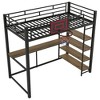 PAGED Twin Size Loft Bed with 2 Desks Modern L-Shaped Metal Bed Frame with Inclined Ladder and Guardrail for Bedroom - 3 of 4