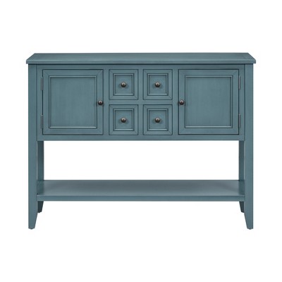 VYNXARIA 59-Inch Dark Blue Console Tables with Drawers and Bottom Shelf