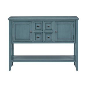 VYNXARIA 59-Inch Dark Blue Console Tables with Drawers and Bottom Shelf - 1 of 4