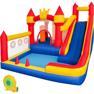 Probe Hues 8-in-1 Bounce House Kids Slide Climbing Wall Ball Pit Trampoline