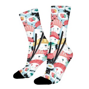 Kawaii Sushi Crowd Women Printed Crew Socks Funny Funky Socks Soft Polyester Novelty Gifts for Artists Men - 1 of 1