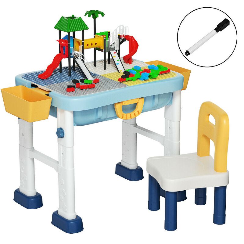 Costway 6 in 1 Kids Activity Table Set w/ Chair Toddler Luggage Building Block Table, 1 of 11