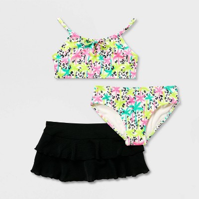 Cat & Jack Girls' Leopard Palm Tree Bikini Skirt Set - Cat & Jack™ Cream/Pink/Blue L — фото 2