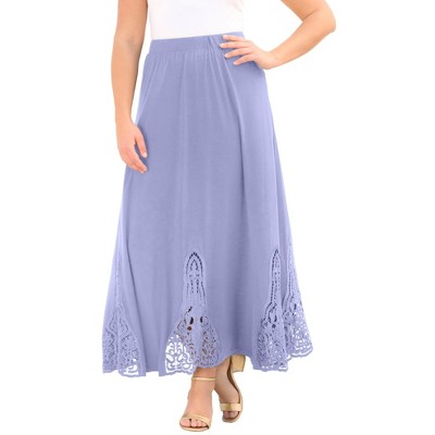 Roaman's Women's Plus Size Ultrasmooth Fabric Lace Maxi Skirt