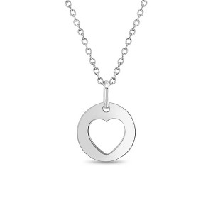 Girls' Round Heart Cutout Sterling Silver Necklace - In Season Jewelry - 1 of 3