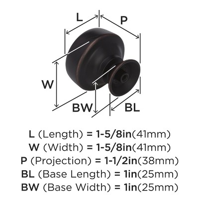 Oil Rubbed Bronze 1-5/8" Round Cabinet Knob with Mounting Hardware