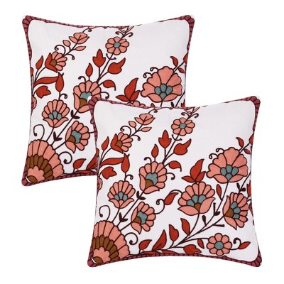 Unique Bargains Embroidered Farmhouse Floral Patterns Decor Pillow Cases 2 Pcs