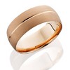 Pompeii3 14K Rose Gold Mens Brushed Single Groove Wedding Band 8mm - 2 of 3