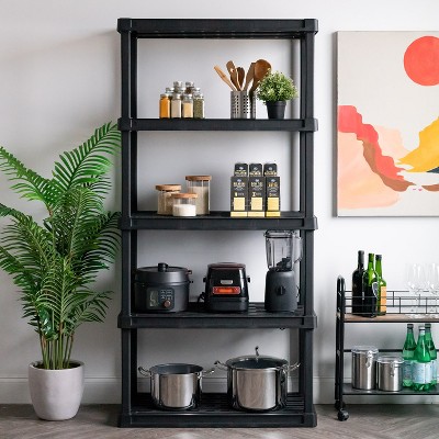 Black 5-Tier Heavy Duty Plastic Shelving Unit