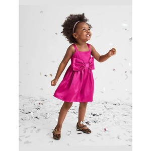 The Children's Place Toddler Girls Sleeveless Oversized Bow Satin Fit And Flare Dress Pink 3T - 1 of 4