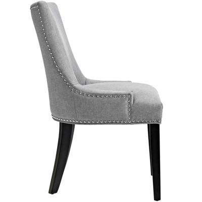 Elegant Parsons Upholstered Side Chair with Nailhead Trim, Light Gray